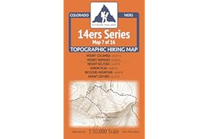 OUTDOOR TRAIL MAPS Colorado 14ers Maps Series 7 of 16 - Columbia, Harvard | Belford, Huron, Missouri, Oxford