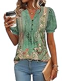 IECCP Womens Puff Short Sleeve Summer Tops Dressy