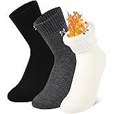 Soxbang Women's Thermal Boot Socks with Plush Lining - Ultra Warm Winter Socks for Extreme Cold, 3 Pairs US(5-9)