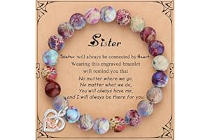 JOYCUFF 𝗚𝗶𝗳𝘁𝘀 𝗳𝗼𝗿 𝗪𝗼𝗺𝗲𝗻 𝗜𝗻𝗳𝗶𝗻𝗶𝘁𝘆 𝗟𝗼𝘃𝗲 𝗛𝗲𝗮𝗿𝘁 𝗕𝗿𝗮𝗰𝗲𝗹𝗲𝘁 Christmas Birthday Gifts for Sister Daughter Granddaughter Grandma, Natural Colorful Imperial Jasper Bracelet for Mom Wife Nana Aunt