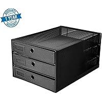 Callas Metal Mesh 3-Tier File Rack, Paper Holder, Black, CA3205