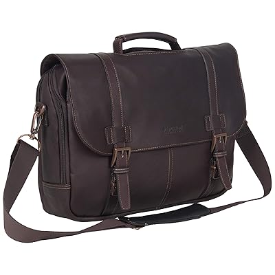 Kenneth Cole Reaction Show Business Full-Grain Colombian Leather Dual Compartment Flapover 15.6-inch Laptop Business Portfolio