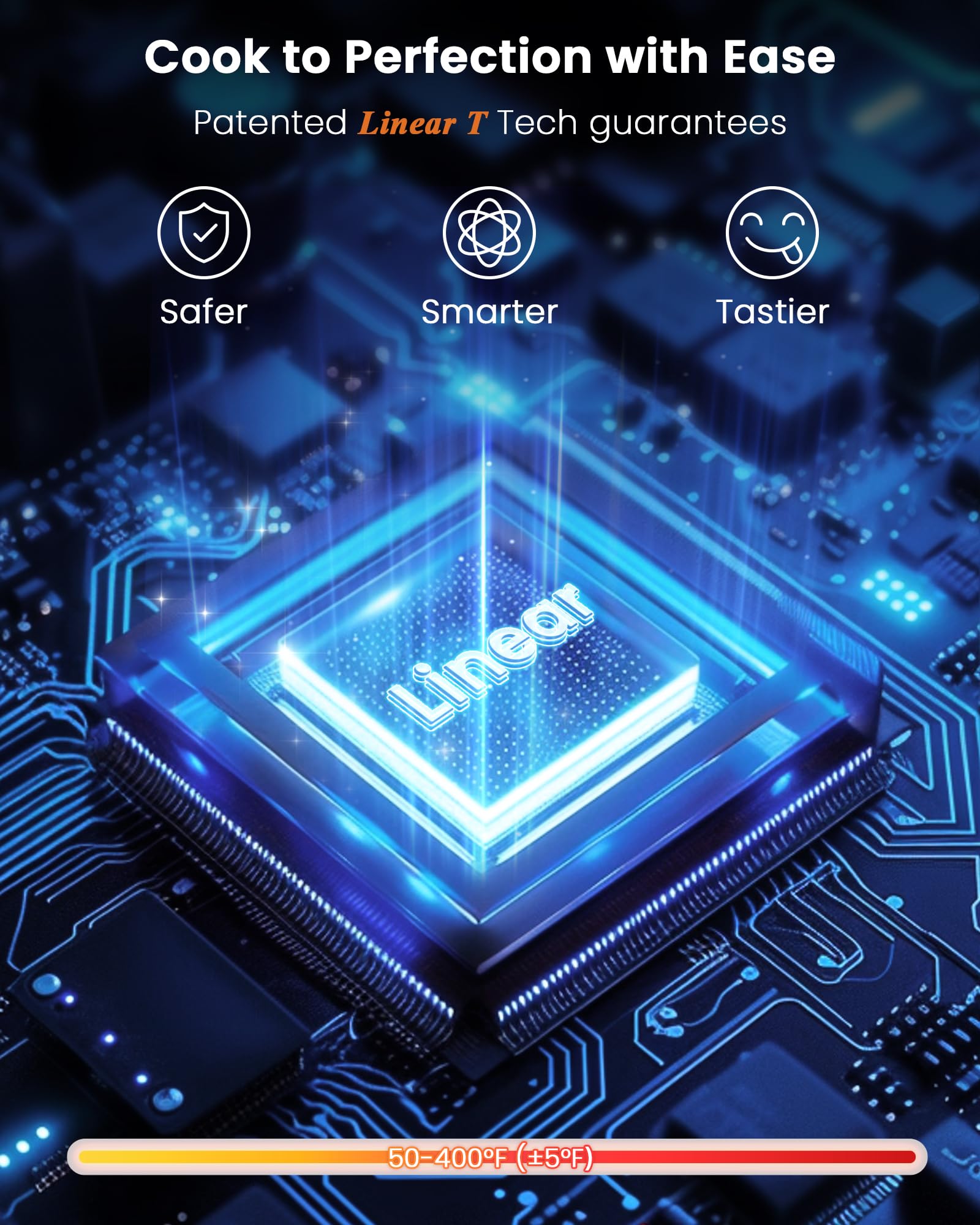 Freidora de aire Nuwave Brio Plus de 8 cuartos, nueva y mejorada, SIN PFAS, 7 funciones digitales de cocción con un solo toque que FREÍR AL AIRE, HORNEAR, ASAR, DESHIDRATAR, TOSTAR, RECALENTAR, PRECALENTAR, 150 ajustes preestablecidos, 50 °F ~ 400 °F (azul profundo)