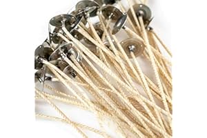 EAP Innovations HTP-93 Candle Making Wicks, Pre-Tabbed, Rigid, Self-Trimming Wicks for Candlemaking, Works with Paraffin, Gel & Vegetable Wax, 6" Length, Pack of 100