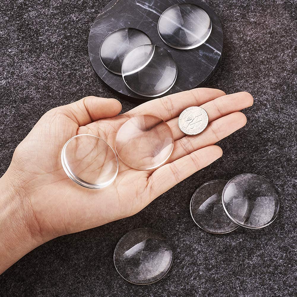 Craftdady 50Pcs Transparent Glass Cabochons 39.5-40mm Clear Glass Flat Back Dome Tile Half Round Cabochon Covers for Photo Pendant Jewelry Making
