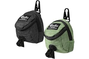 Talltalk 2 Pieces Dog Treat Pouch Pet Poop Bag Holder Dispenser Outdoor Carrier Waste Zipper Pouch with Metal Button for Most Leash(Green, Black,Solid-color Pattern)