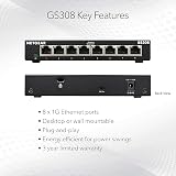 NETGEAR 8 Port Gigabit Network Switch GS308 Silent Desktop Wall Mount view 5