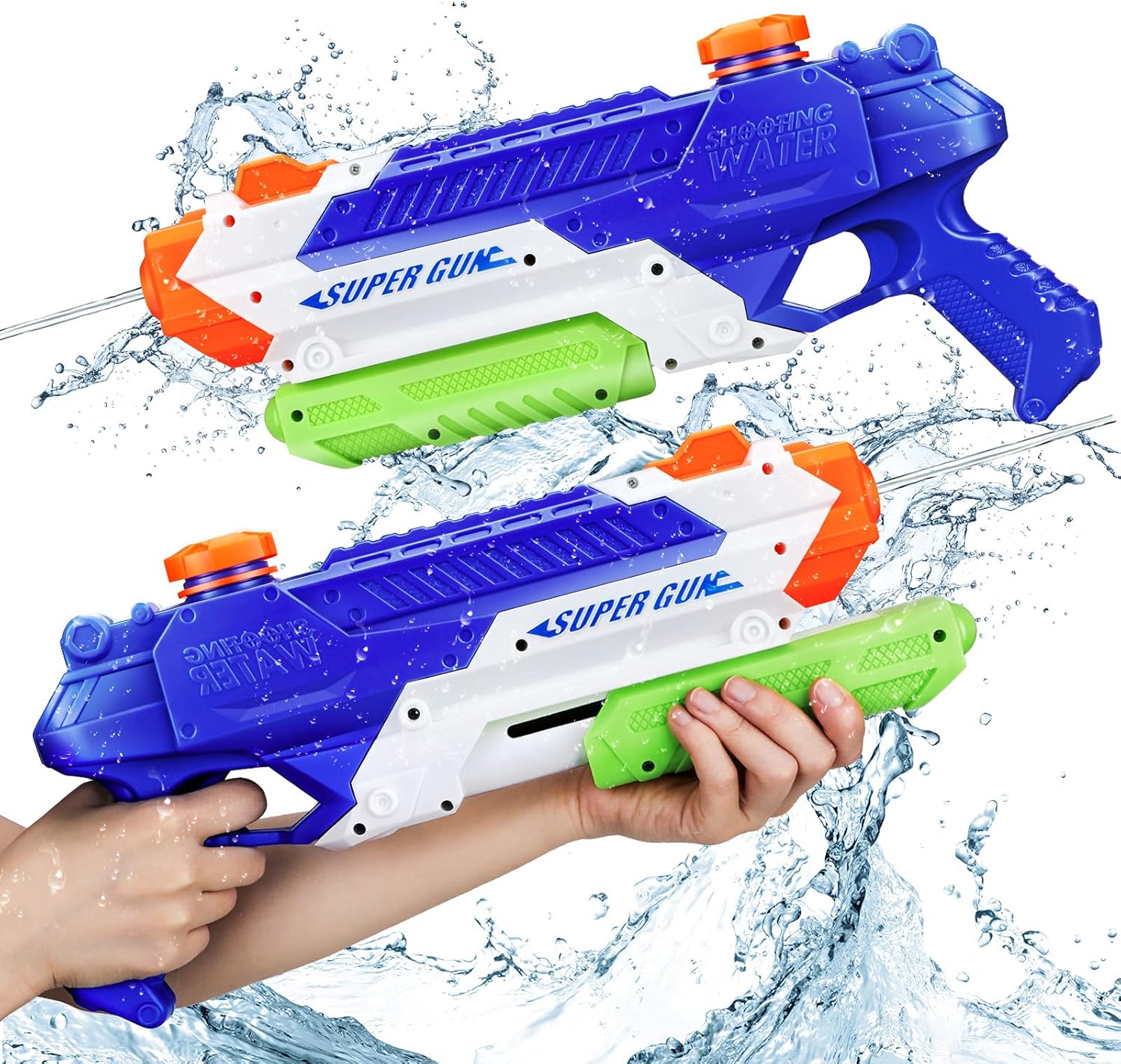 2021NEW Water Gun for Kids, 1000CC Squirt Gun for Kids, 2 Pack Water Guns for Kids, Water Blasters Squirt Guns for Kids, Water Squirt Guns for Adults, Watergun for Swimming Pool Beach Sand Play Gifts: Toys & Games