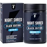 Night Shred Black Melatonin-Free Fat Burner &amp; Sleep Support, 30 Servings | Night time fat burner; Weight loss &amp; natural sleep support with GABA, Ashwagandha, CLA, Grains of Paradise; 90 Vegan Capsules