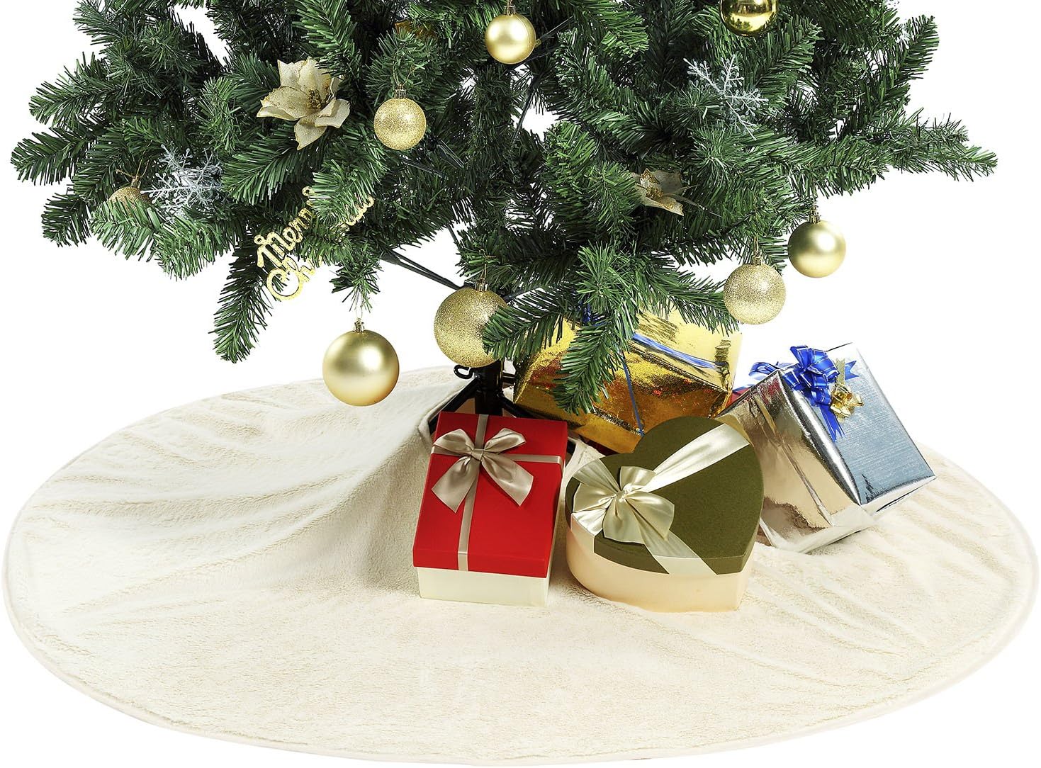 amoHome 50 Inches Christmas Tree Skirt Ornament - Holiday New Year Party Decoration