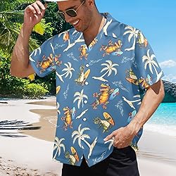 HUGLAZY Hawaiian Shirt for Men Dinosaur Shirt Short