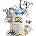 27 PCS Two Fast Cake Toppers Race Car 2nd Birthday Cake Decorations for Racing Car Checkered Flag Birthday Anniversary Party Decorations Supplies (01)