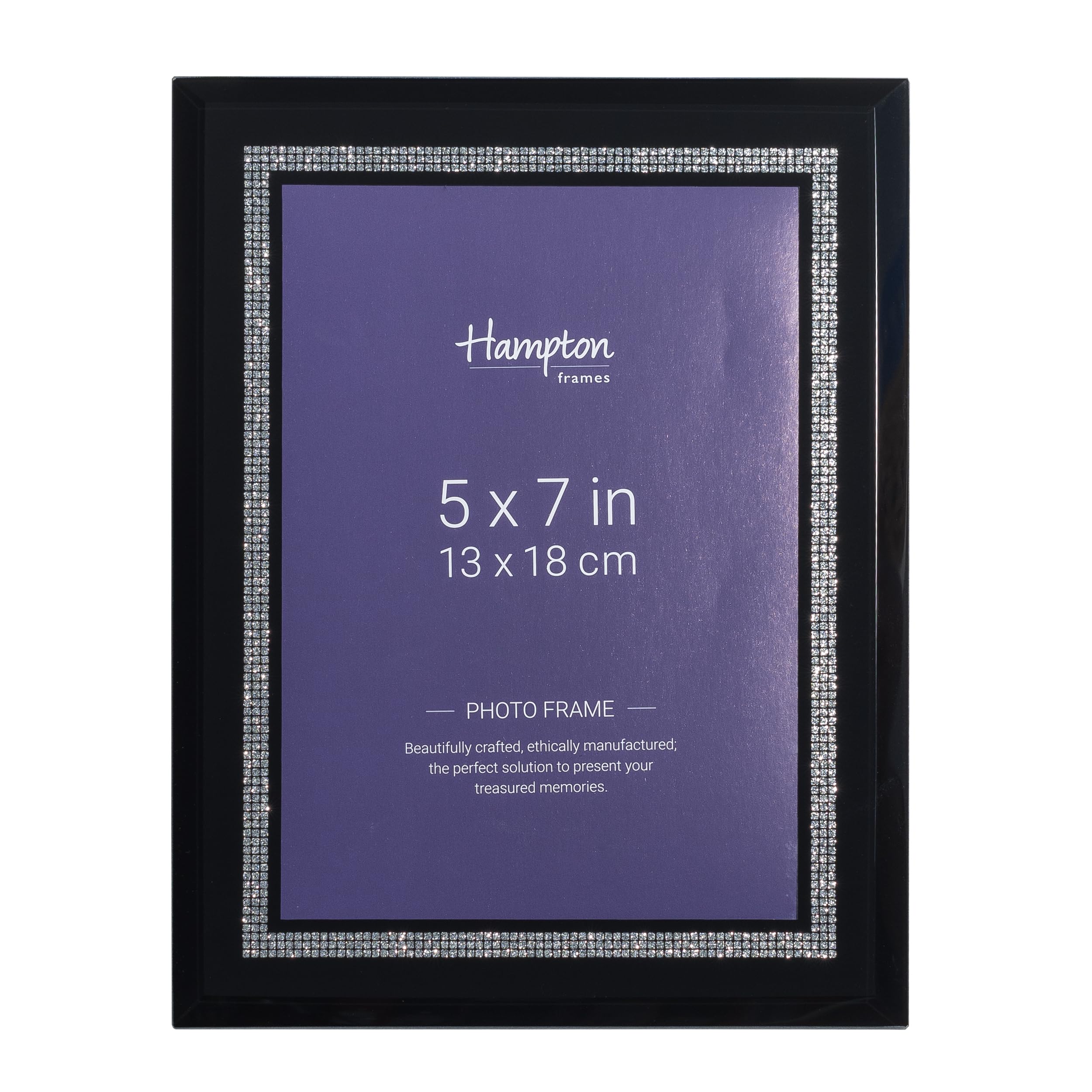 Hampton Frames RITZY 5x7 (13x18cm) Gloss Black Photo Frame Glass RIT57BLK