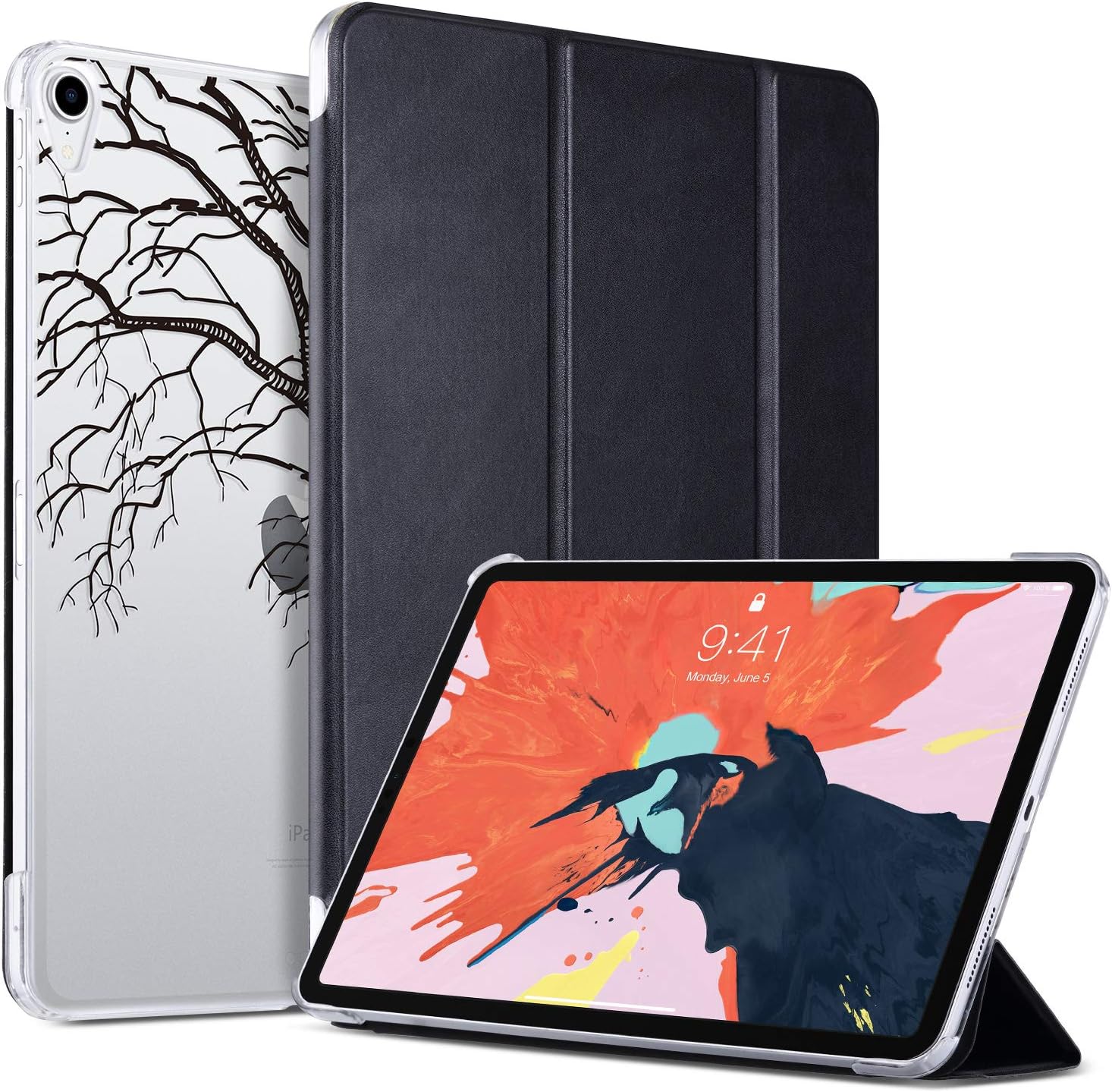 ULAK Case for iPad Pro 11 Inch 2018, Slim Lightweight Trifold Stand Smart Cover with Auto Wake/Sleep, Hard Back Designed Cover for iPad Pro 11 (Support 2nd Gen iPad Pencil Charging)