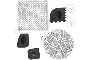 2 Set Cast Iron Cleaner, Chain Mail Scrubber Cast Iron, Stainless Steel Chainmail Scrubber, Chain Mail Scrubber for Cast Iron