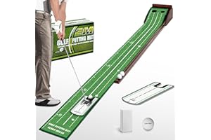 Eleko Meyar Putting Green Portable Indoor Putting mat，Includes Putting Practice Ball, Wrinkle-Free Mat, and Solid Wood Construction,Office, Living Room, Golf Gift