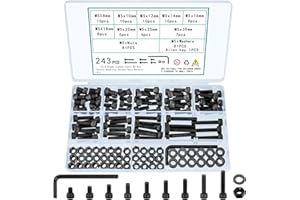 TOOINKCV 243 Pcs M5 Screws and Nuts, Metric Bolts and Nuts Assortment, Hex Socket Head Cap Screws Bolts and Nuts Set, M5 Machine Screw Assortment Kit, Nuts and Bolts Set with Washers