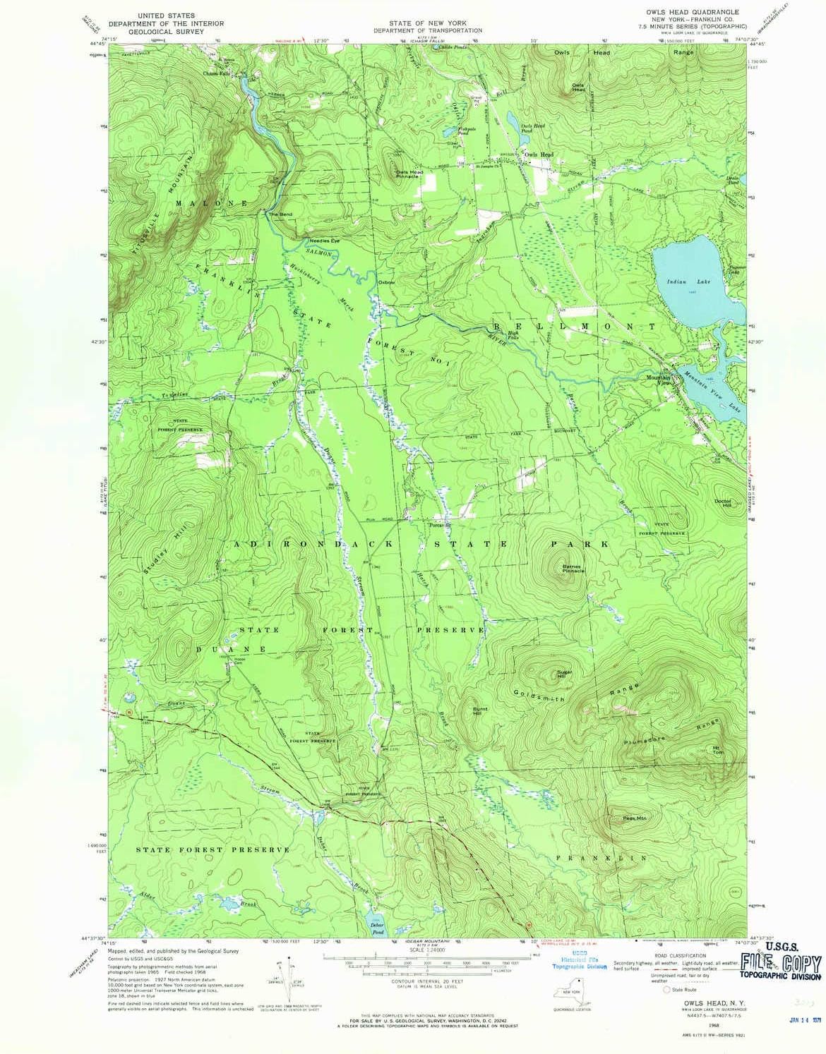 YellowMaps Owls Head NY topo map, 124000 Scale, 7.5 X 7.5