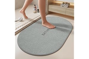 QiCaiJia Non-Slip Bath Mat with Upgraded Rubber-Backing, Washable Thin Bath Mats for Bathroom Floor, Absorbent Woven Bathroom