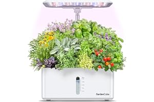 GARDENCUBE Hydroponics Growing System Garden: 8 Pods Indoor Herb Garden with Grow Light Plants Germination Kit Quiet Automatic Hydroponic Height Adjustable - Gardening Gifts for Women Kitchen White