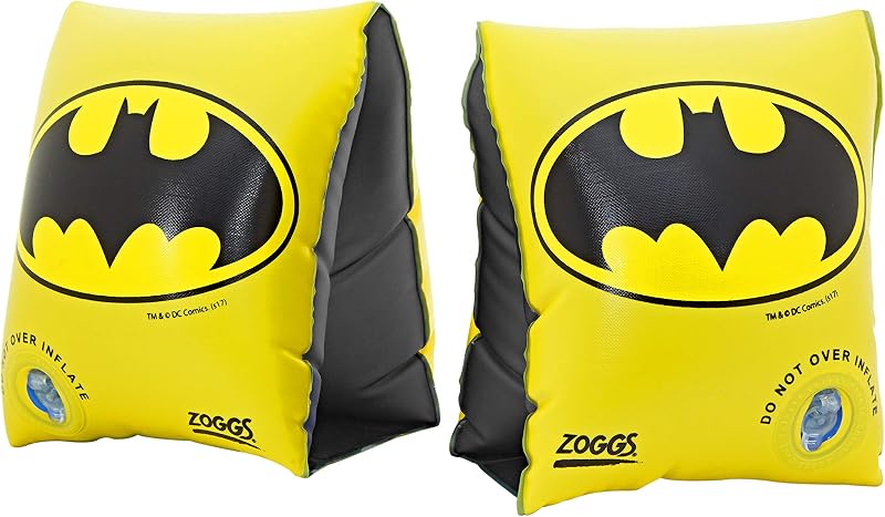 Zoggs Kids Batman Swimming Armbands 1-6 Years Black Yellow Blue Buoyancy Aid