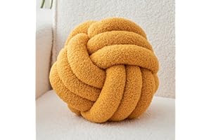 LUSJNGE Decorative Throw Knot Pillow Ball for Home Chair Sofa Couch Bed Aesthetic Round Decor Pillows Lambswool Knotted Pillow Cushion (Ginger, 8.7inches)