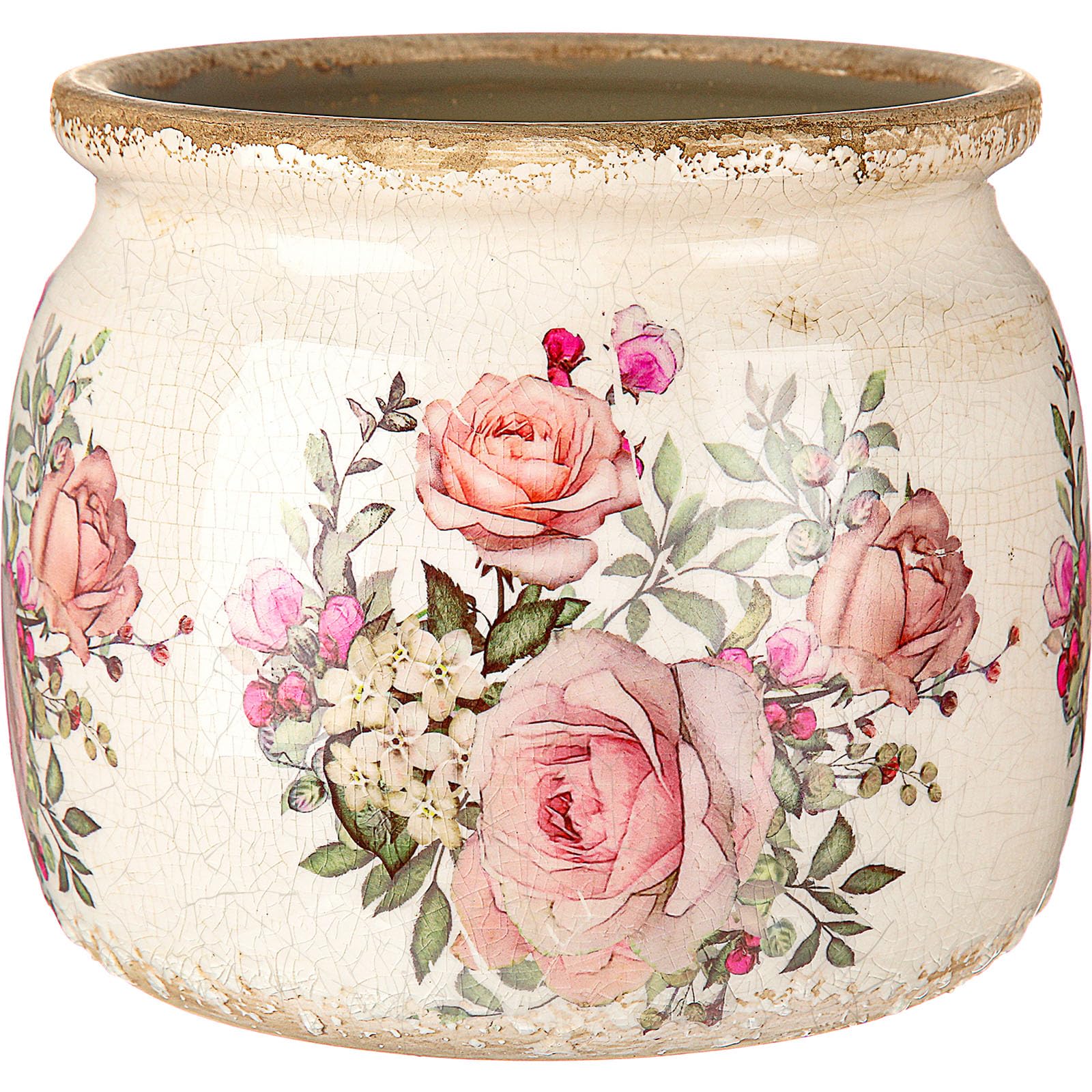 Photo 1 of **SEE NOTES***Ninehaoou Vintage Planter Large Ceramic Plants Pot Beige Pink European Rose Ice Crack Cottage Scroll Vase Flower Vase Pot Indoor Plants Home Kitchen Decor Farmhouse Antique Decorative Gifts
