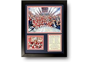 LEGENDS NEVER DIE, INC. Florida Panthers 2024-2025 Stanley Cup NHL Champions | Collectible Ice Hockey Memorabilia | Framed Picture & Photo Collage Gift, Man Cave Wall Art, Home Decor (Posed on Ice, 12"x15")