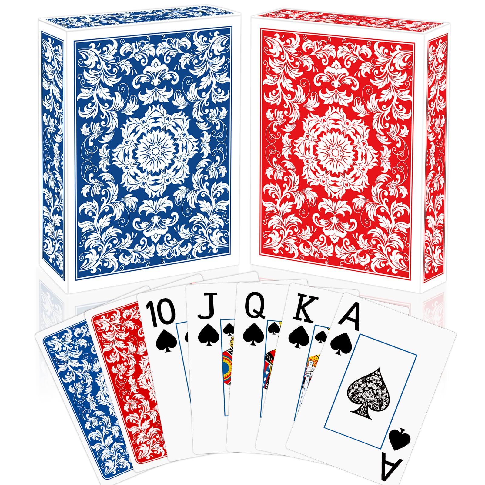 Sondeng 2 Pack Playing Cards Deck of Cards Professional Poker Set Jumbo Index Large Print Playing Card for Adults Seniors,Card Games for Night Party Playing Card for Family Companion Blue Red