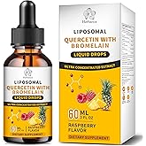 Liposomal Quercetin with Bromelain Liquid Drops - Higher Absorption Than Capsules & Pills, Quercetin Supplements 700mg w. Bromelain Elderberry Zinc Vitamin C for Immune, Heart, Antioxidant Support