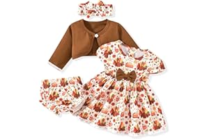 FIOUKIAY Baby Girl Easter Dress Infant 4pcs Bunny Cardigan Sets