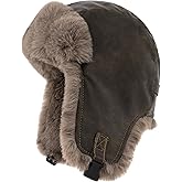 XL Big Heads Winter Trapper Hat, Faux Leather with Plush Faux Fur Lining, Unisex Ushanka for Cold Weather