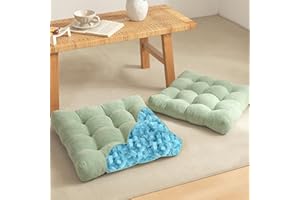 YZ HOME 2-Pack of Floor Pillows for Adults, Meditation Cushions for Floor Seating, Square Floor Cushions with Shredded Blue Memory Foam Filling for Yoga, Classroom, Outdoor - Sage Green, 20x20x4 Inch