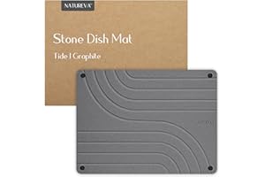 Natureva Stone Dish Drying Mat - Super Absorbent, Quick Dry Diatomite Mats for Kitchen Counter - Made of Natural Diatomaceous