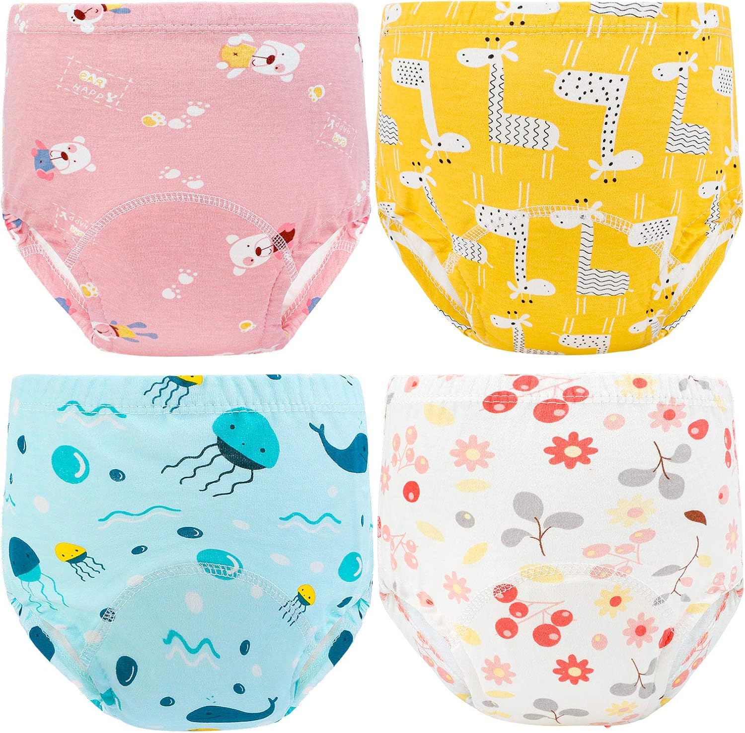 Auranso Toddler Potty Training Pants, 4 Pack Cotton Toilet Pee Training Underwear for Baby Boys and Girls 12M-4T: Clothing