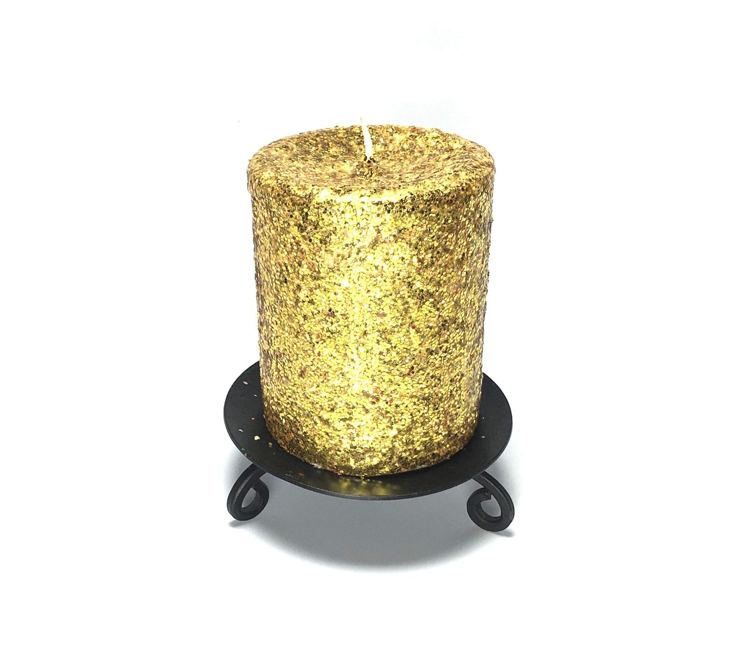 Gold Glitter Unscented Decorative Pillar Candle Choose