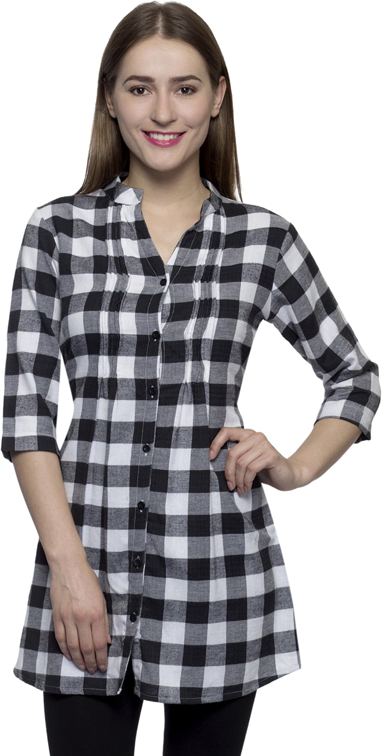 One Femme Women's Plaid Check Print Tunic