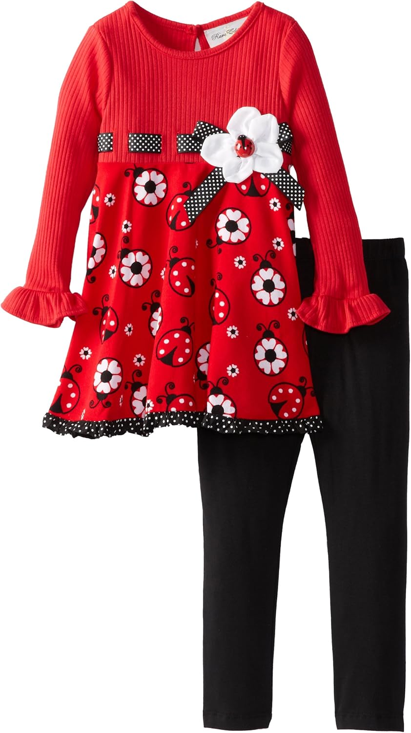 Rare Editions Little Girls' Legging Set Toddler, Red/Black