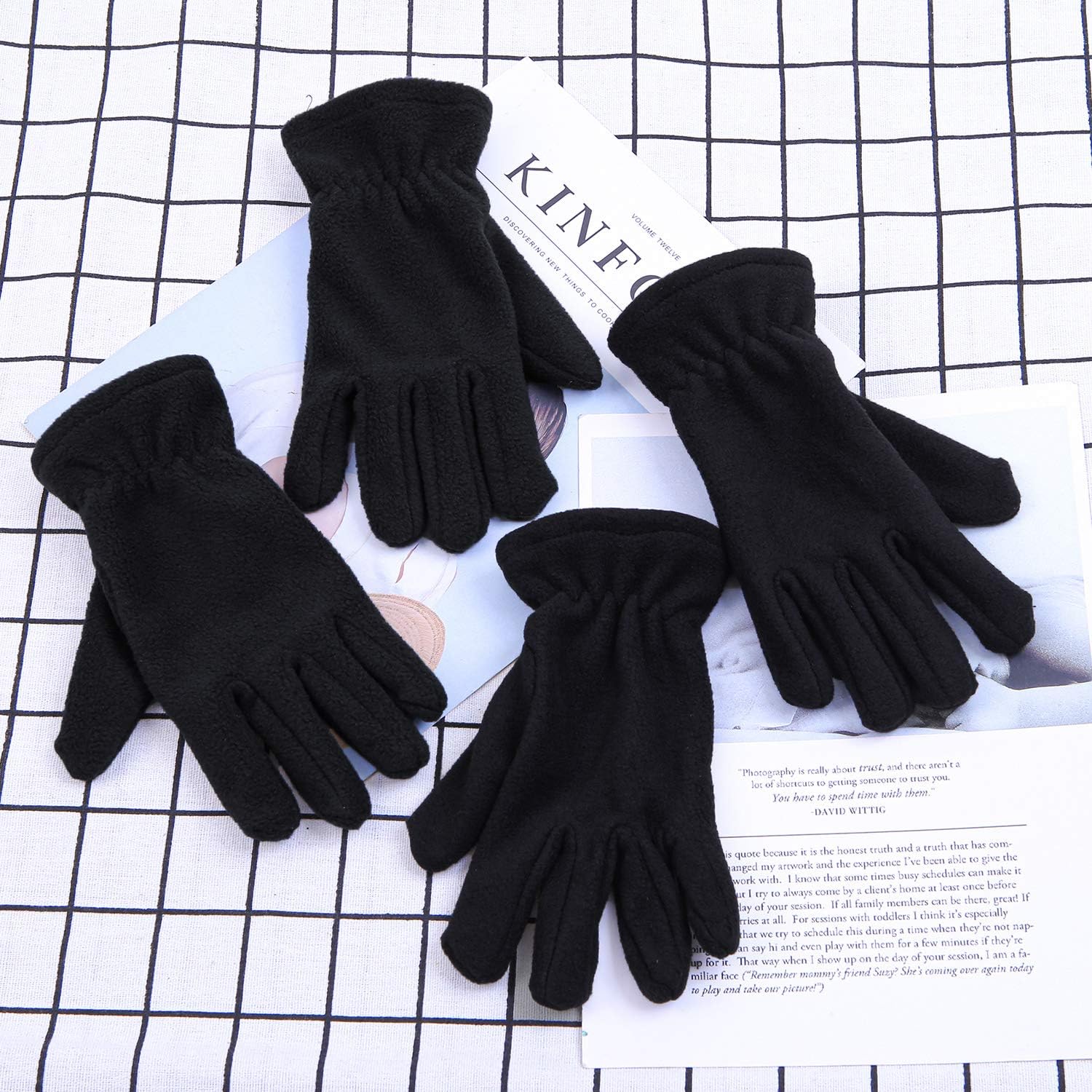Cooraby 4 Pairs Kids Fleece Gloves Winter Polar Fleece Warm Gloves for Winter Cold Weather: Clothing