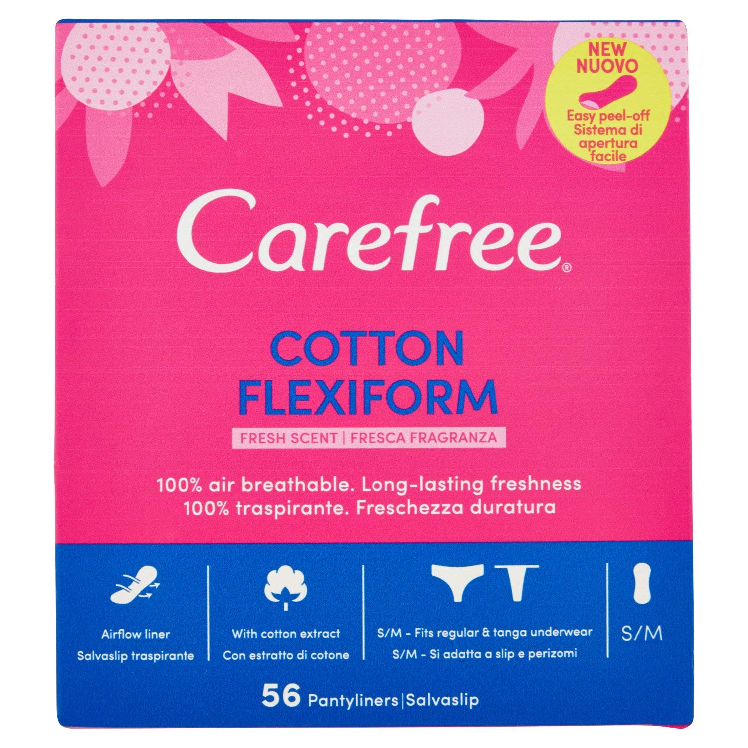 Carefree Flexiform Pantyliners - Fresh Scent - White - Pack of 58