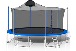 FurGenius 12FT 14FT 15FT 16FT Trampoline, Outdoor Recreational Trampolines for Kids and Adults with Enclosure Net & Ladder, ASTM Approved, 1500 LBS Weight Capacity