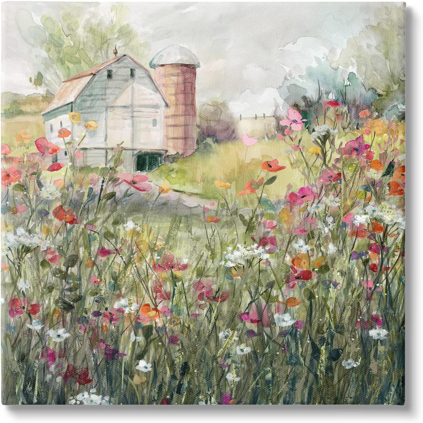 Paintings - Stupell Industries Vibrant Flower Blossoms Surrounding Rural Barn Nature Canvas Wall Art, Design By Carol Robinson