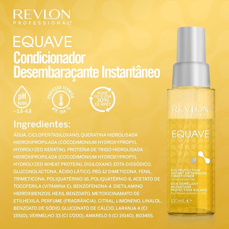 Equave - Soin Démêlant Cheveux - Soin pour les Cheveux Instantané sans Rinçage - Soin Cheveux Bi-Phase - Protection Solaire - Revitalise les Cheveux Secs