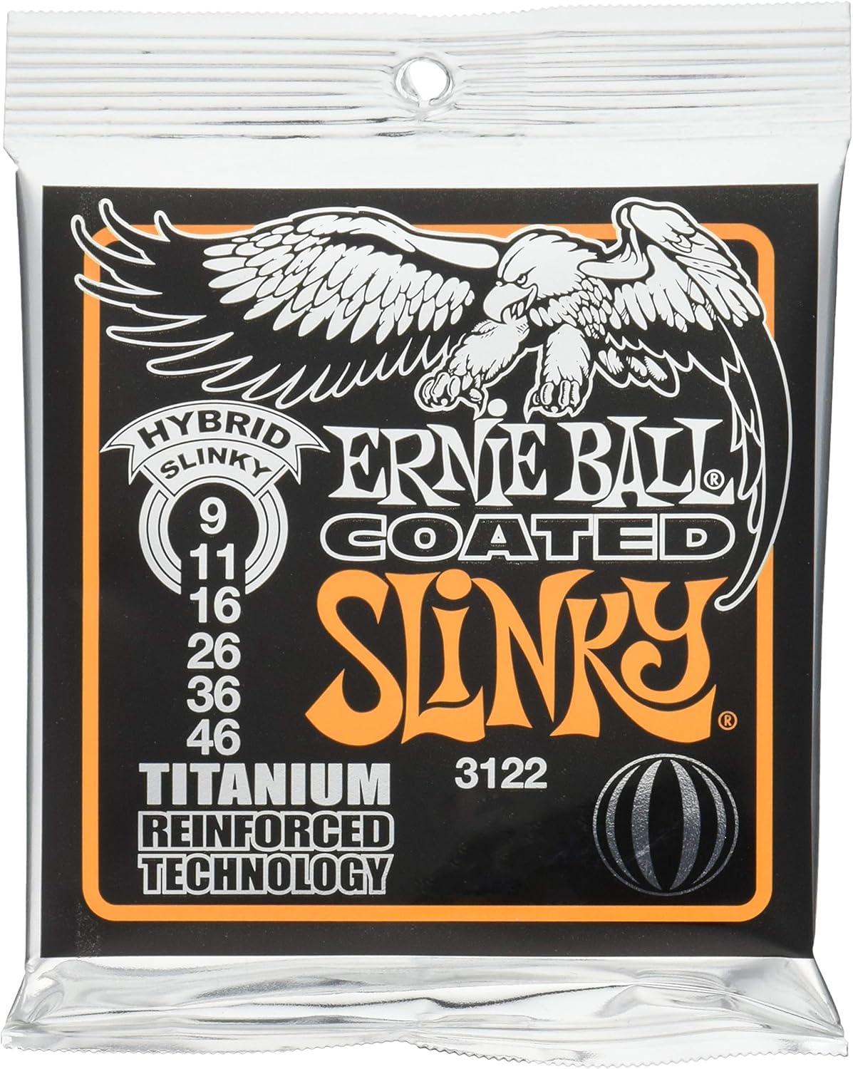 Ernie Ball Hybrid Slinky Coated Titanium RPS Electric Guitar Strings - 9-46 Gauge, Hybrid (9-46), Hybrid (9-46)