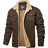 MAGCOMSEN Men's Winter Jacket Lined Sherpa Jacket Warm Trucker Coat Multi Pocket