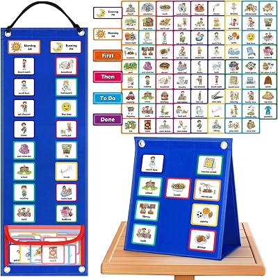 Sanlebi Visual Timetable 86 PECS Cards Now and Next Board for Kids