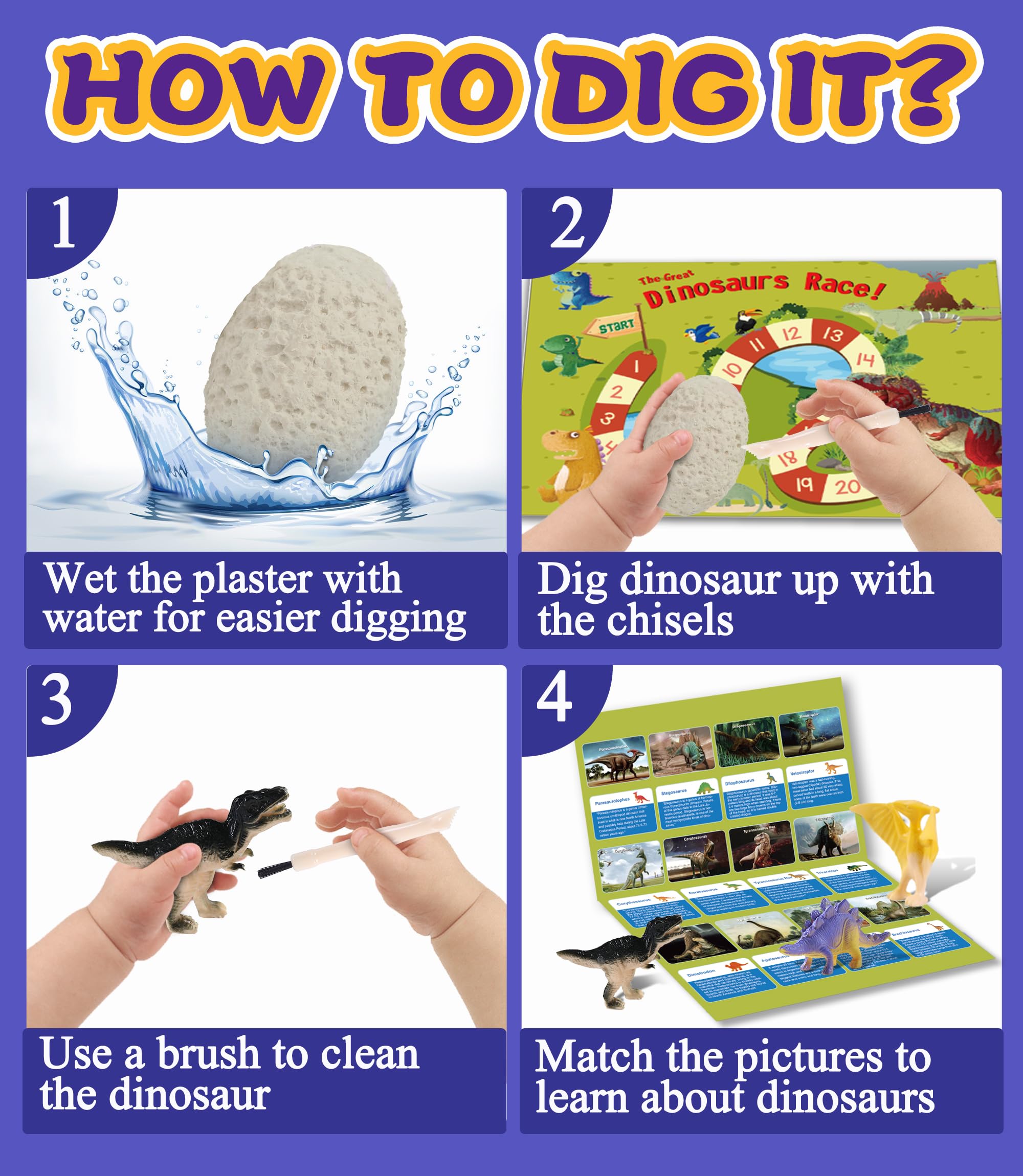 Dinosaur Easter Egg Toys Dig Kit for Kids, Science STEM Gifts for 3 4 5 6 7 8 9 10 Year Old Boys Girls, Discover 12 Dino Eggs Excavation Fossil Digging Dragon Toy, Educational Archaeology Party Games