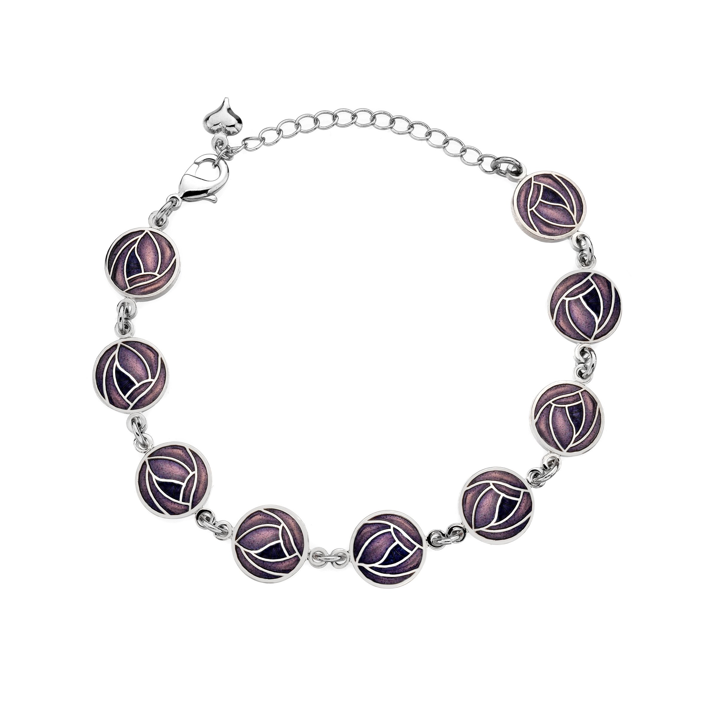 Glasgow Rose Round Fine Enamel Bracelet (Purple)