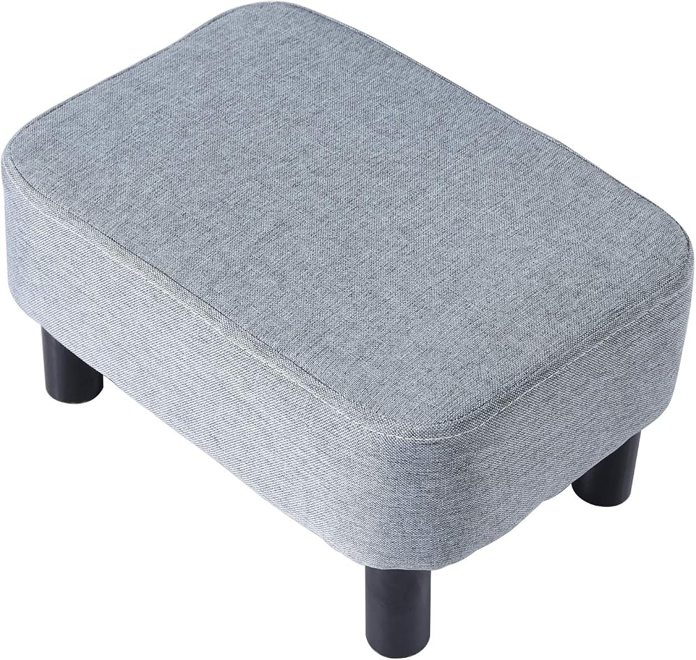 YMYNY 42cm Footstool Rectangle Ottoman with Stable Wooden Legs Light Blue