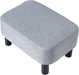 YMYNY 42cm Footstool Rectangle Ottoman with Stable Wooden Legs Light Blue